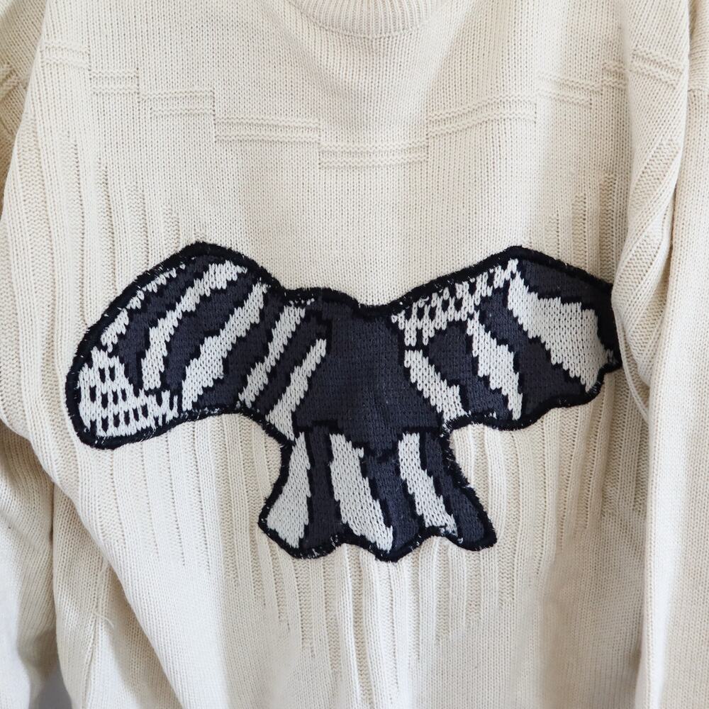 Vintage Hoopla Eagle Bird Cream Crewneck Sweater Medium - Picture 3 of 5